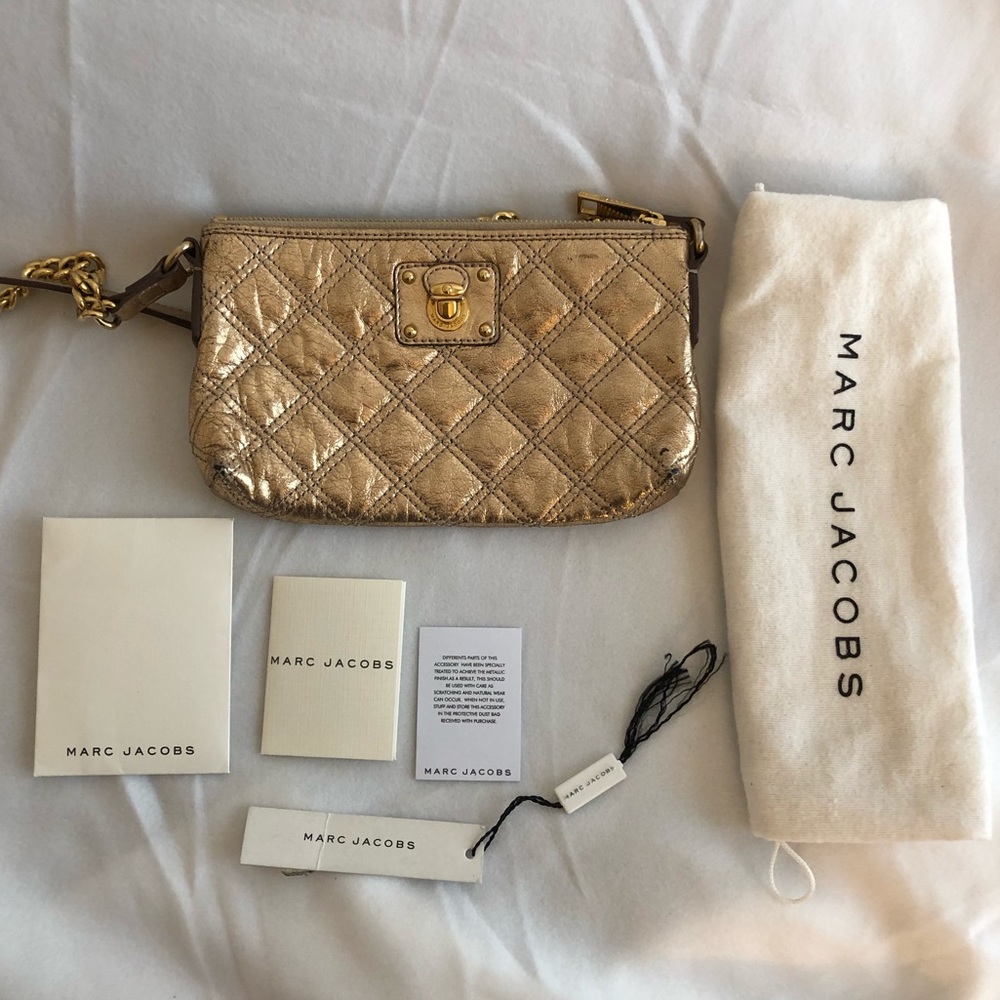 Authentic Marc Jacobs metallic leather gold bag
